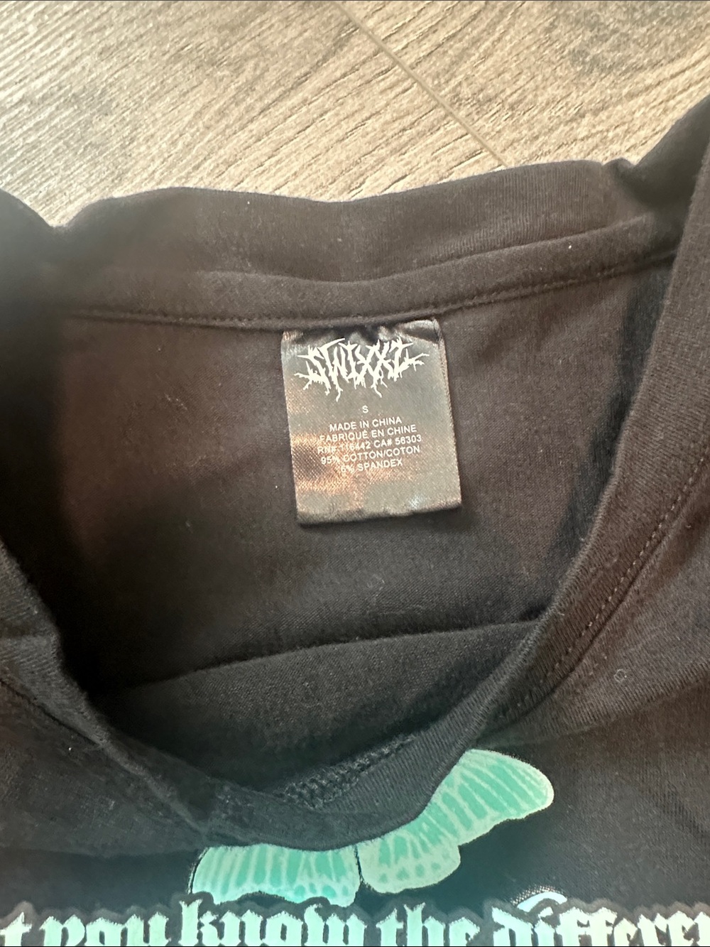 Swixxz Black Graphic Tee with Mint Green & Lavender Print - Picture 2 of 3